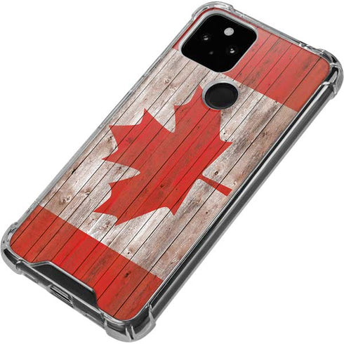 Canadian Flag Dark Wood Google Pixel 4a 5G Clear Case